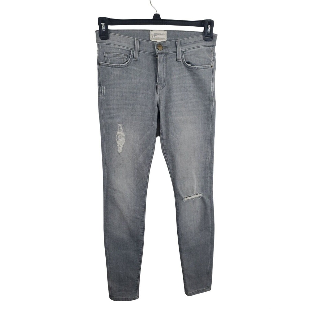 Current Elliot Cheville Jeans 27 Womens The Ankle Skinny Grey Distressed Mid Ris